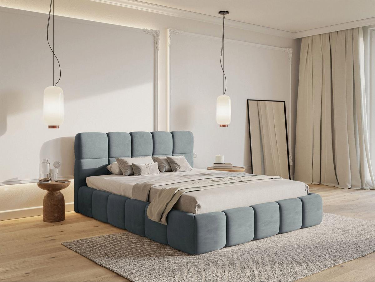 POLSTERBETT Cloudy Grau Samt, 120x200 cm - Schwarz/Grau, Kunststoff/Textil (120/200cm) - Selsey