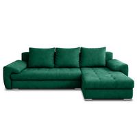 ECKSOFA L Form Manisa Grün 234/145/83 cm Rechts mit Schlaffunktion - Silberfarben/Grün, Kunststoff/Textil (234/145cm) - AX Living