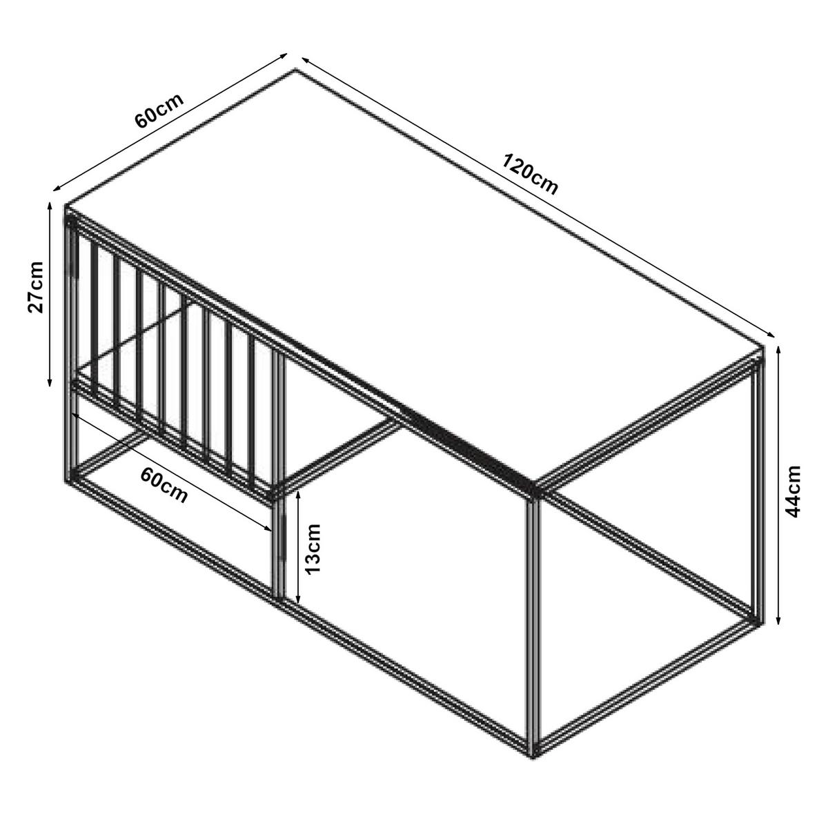COUCHTISCH Raukurg 120/60/44 cm - Schwarz, Holzwerkstoff/Metall (60/120/44cm) - [en.casa]