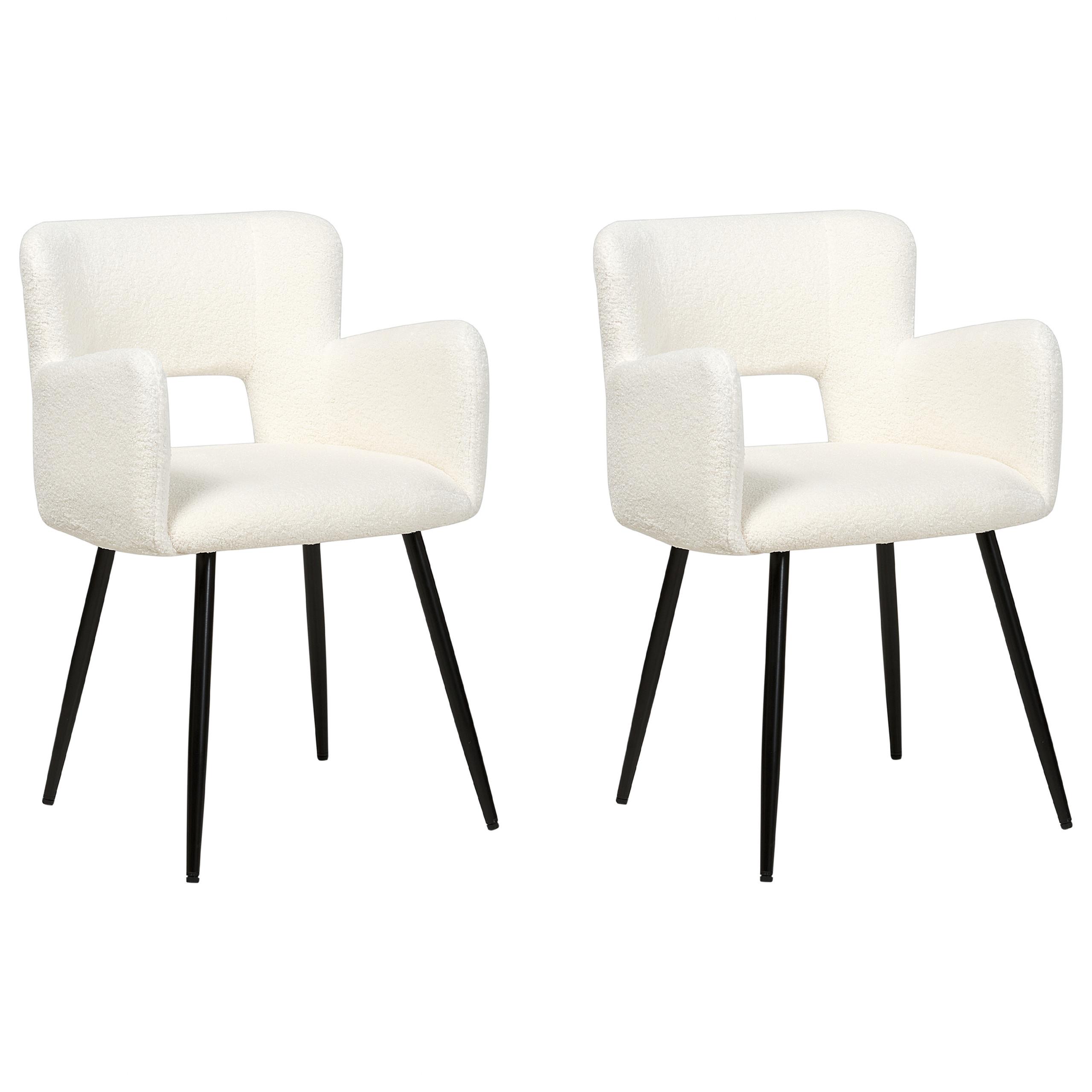 ESSZIMMERSTUHL 2er-Set Samtstoff Weiß Sanilac - Creme, Textil/Metall (52/75/44cm) - Beliani