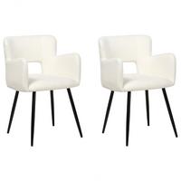 ESSZIMMERSTUHL 2er-Set Samtstoff Weiß Sanilac - Creme, Textil/Metall (52/75/44cm) - Beliani