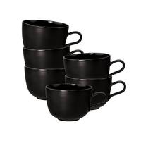 MILCHKAFFEETASSEN Liberty Velvet Black schwarz 400 ml 6er Set - Schwarz, Keramik (0.4L) - Seltmann Weiden