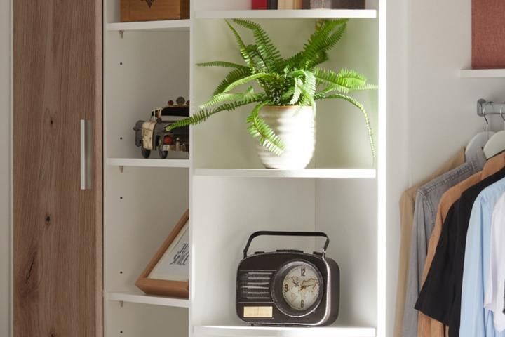 Eckschrank Weiß Eiche Artisan 18 verstellbare Einlegeböden