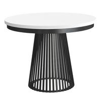 ESSTISCH Lumi, Runder, ausziehbar auf 180 cm, mit Metallbeinen, Schwarz+Weiß - Schwarz/Weiß, Holzwerkstoff/Metall (100/100/77cm) - Beautysofa