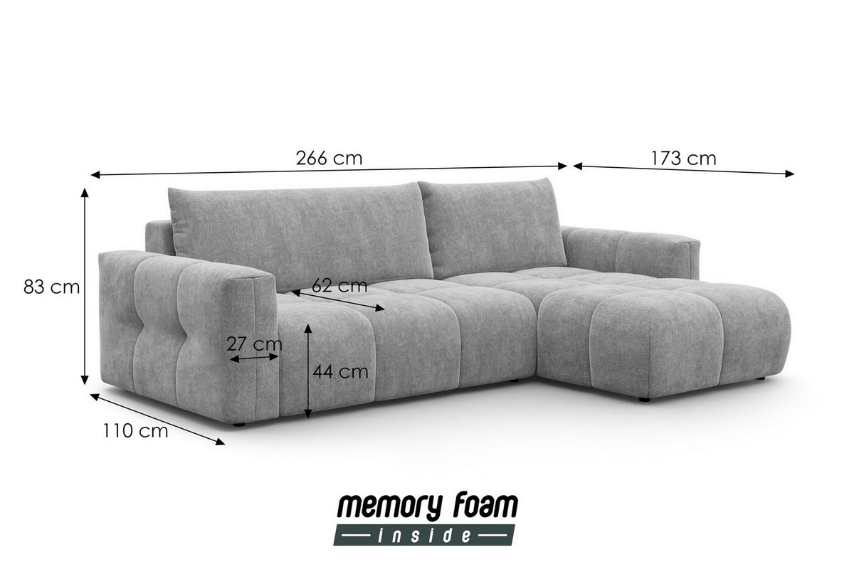 ECKSOFA VERONA 4-Sitzer rechts, Orange - Schwarz/Orange, Holz/Textil (266/173cm) - Courtois Laville