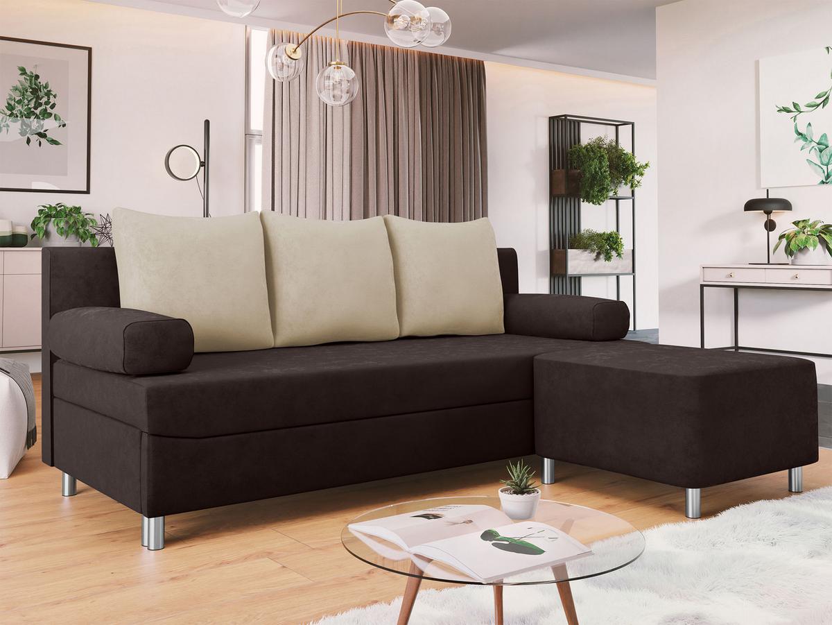 SCHLAFSOFA Dover mit Polsterhocker - Chromfarben/Braun, Holz/Kunststoff (192/86/80cm) - MIRJAN24