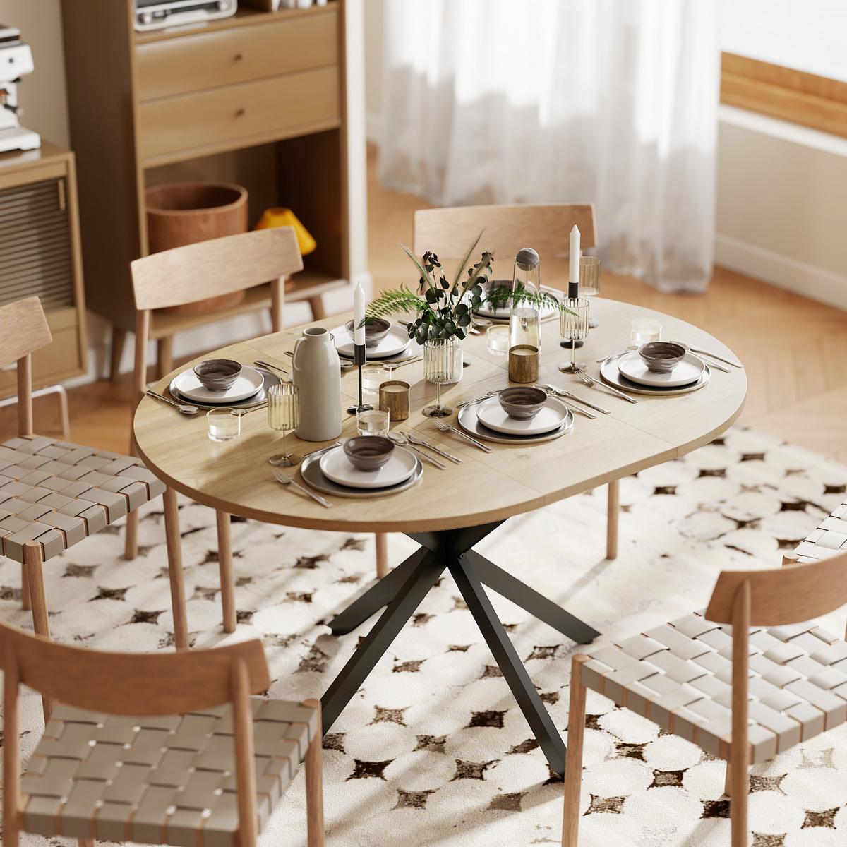 AUSZIEHBARER-ESSTISCH MDF Stahl Naturholz - Schwarz/Naturfarben, Holzwerkstoff/Metall (135/100/75cm) - HOMCOM