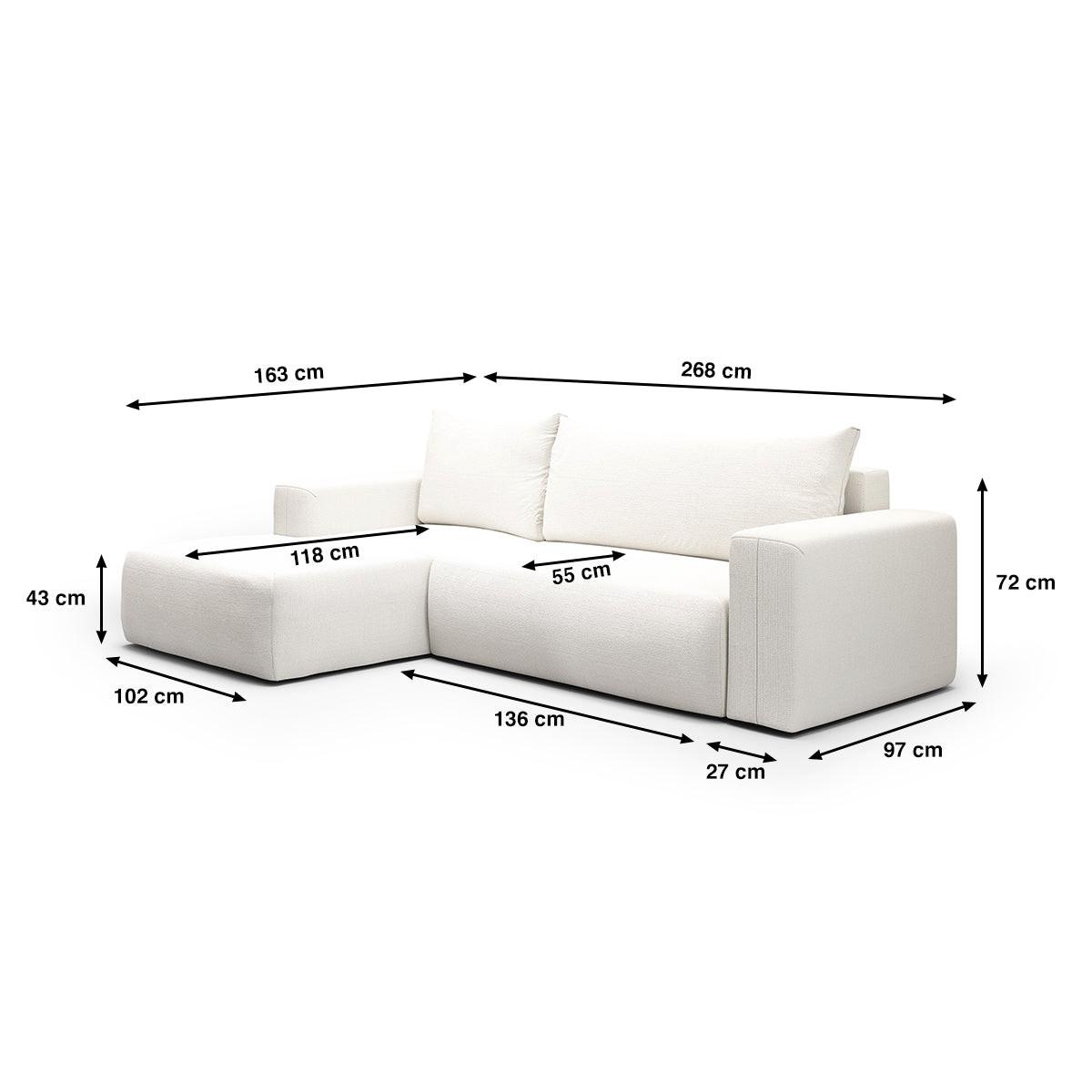 ECKSOFA Bliss 3 Sitzplätze Gebrochenes Weiß - Weiß, Holz (268/163cm) - Petits-meubles