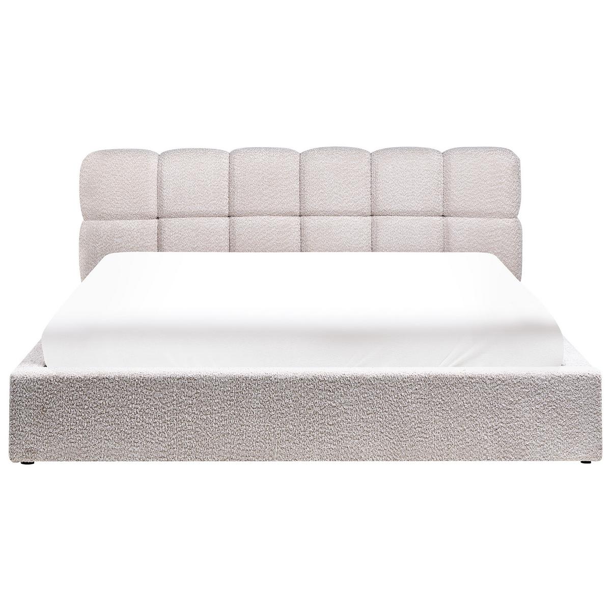 BETT mit Stauraum 180/200 cm Bouclé Hellbeige Baston - Beige, Textil (180/200cm) - Beliani