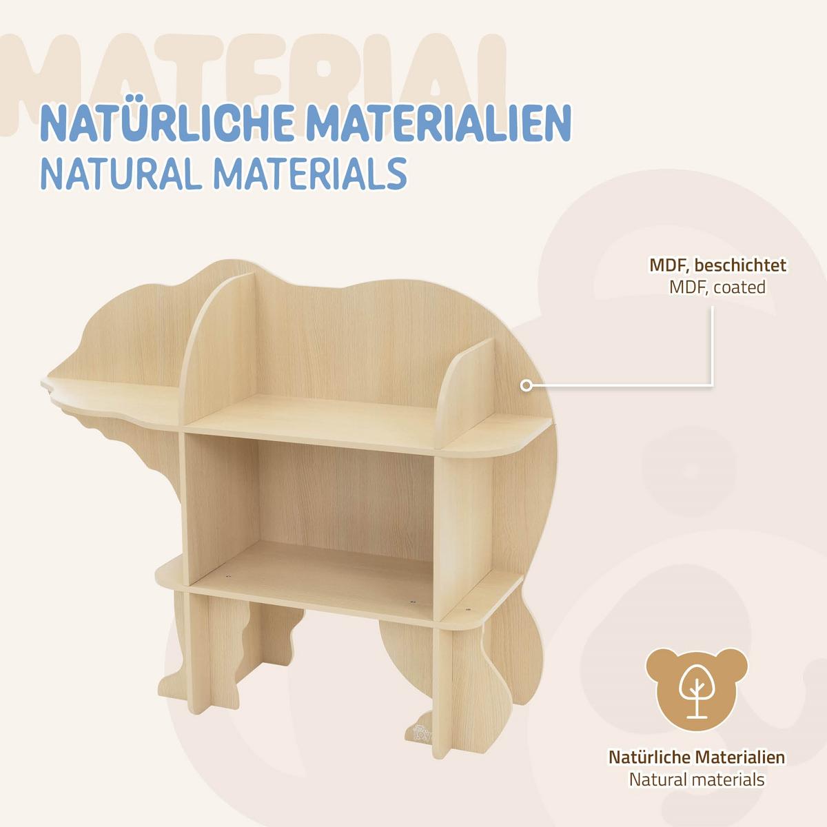 BÜCHERREGAL Bärenform - Naturfarben, Holz (110/83/32cm) - Joyz