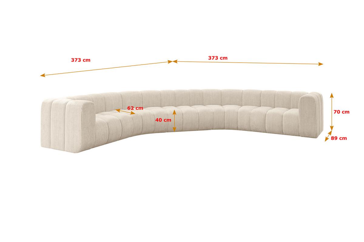 WOHNLANDSCHAFT modulares Sofa Lazro-U1 - 373x373x70 cm Beige - Beige, Holzwerkstoff/Textil (373/70/373cm) - ALTDECOR
