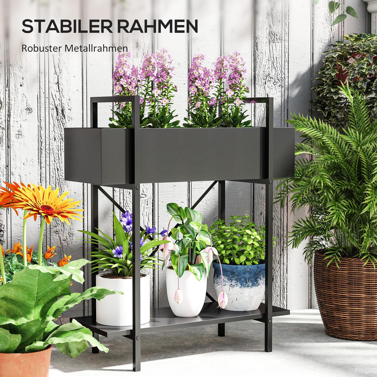 PFLANZENSTÄNDER Metall Schwarz - Schwarz, Metall (25/70/60cm) - Outsunny