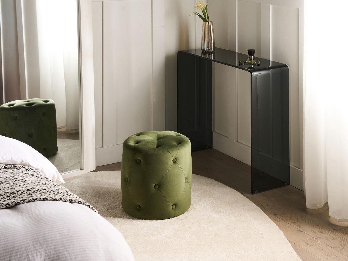 POUF Olivgrün Corolla - Grün, Textil (40/40/40cm) - Beliani