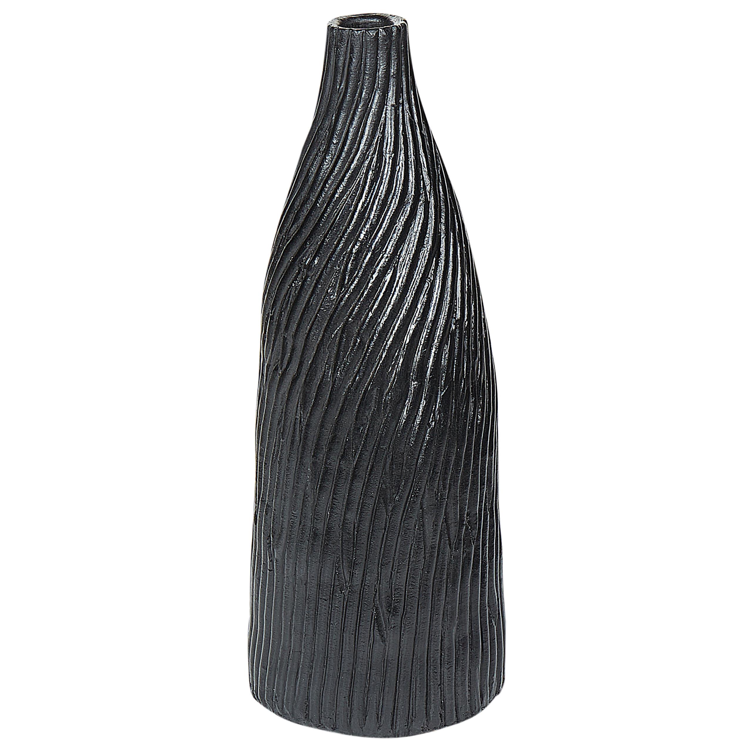 DEKOVASE Terrakotta schwarz Florentia - Schwarz, Stein (50cm) - Beliani