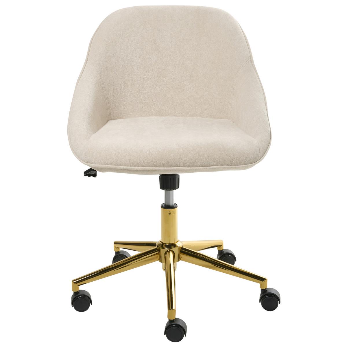 SCHREIBTISCHSTUHL Samtstoff Hellbeige Bardsdale - Beige, Textil (54/77/54cm) - Beliani
