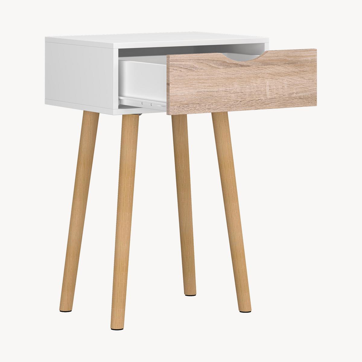 BEISTELLTISCH Östersund - Eichefarben/Weiß, Holz/Holzwerkstoff (30/40/60cm) - [en.casa]
