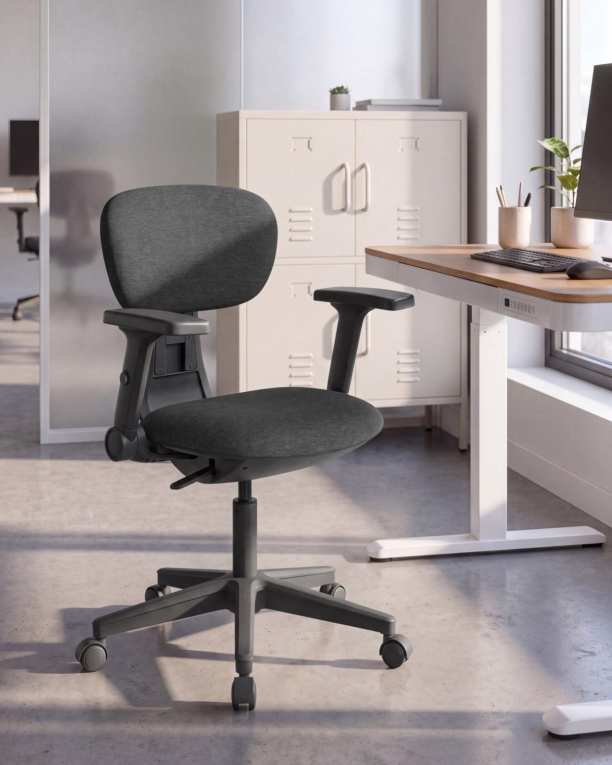 BÜROSTUHL Stoff Schwarz Core - Schwarz, Textil (68/88/68cm) - Beliani