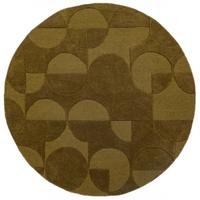 WOLLTEPPICH handgetuftet DEBEN, Kreis-Geometrie, Olivgrün, Ø 160 cm - Grün, Textil (160/160cm) - KADIMA DESIGN