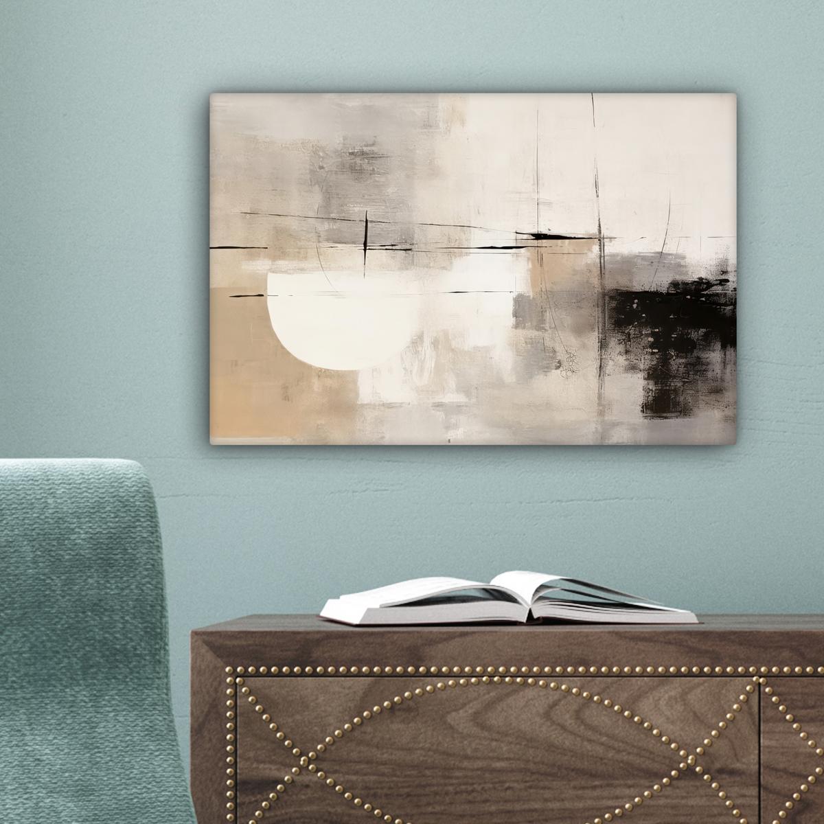 LEINWANDBILD Abstrakt - Kunst - Grau Deko Schlafzimmer 30x20 cm - Hellgrau, Textil (30/20cm) - MuchoWow