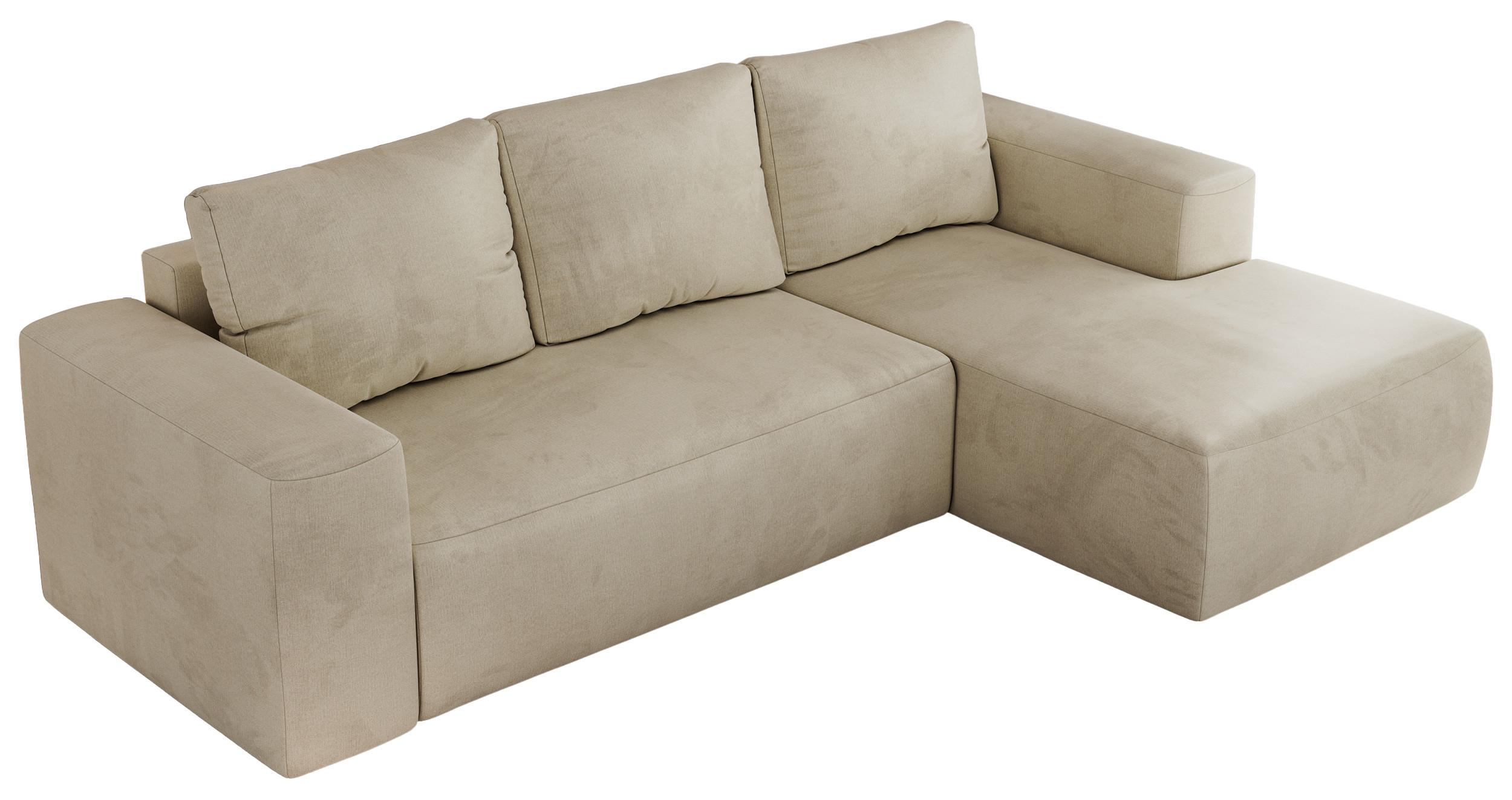 ECKSOFA TRENTINO L Beige Velvet - Rechts - Beige/Schwarz, Kunststoff/Textil (164/266cm) - MKS