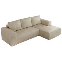 ECKSOFA TRENTINO L Beige Velvet - Rechts - Beige/Schwarz, Kunststoff/Textil (164/266cm) - MKS