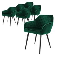 ESSZIMMERSTUHL 6er Set Dunkelgrün Samt - Dunkelgrün/Schwarz, Textil/Metall (63/80/60cm) - ML-DESIGN