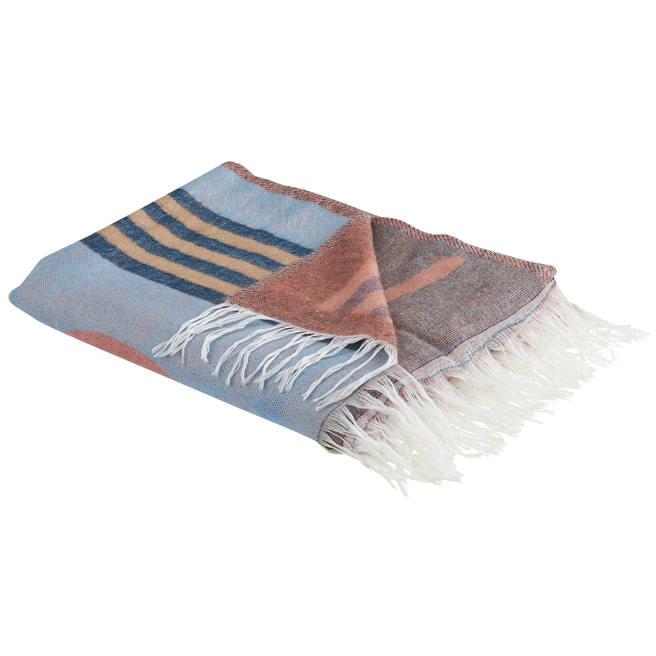 DECKE Hellrot Resha 130/170 cm - Hellrot/Multicolor, Textil (130/170cm) - Beliani