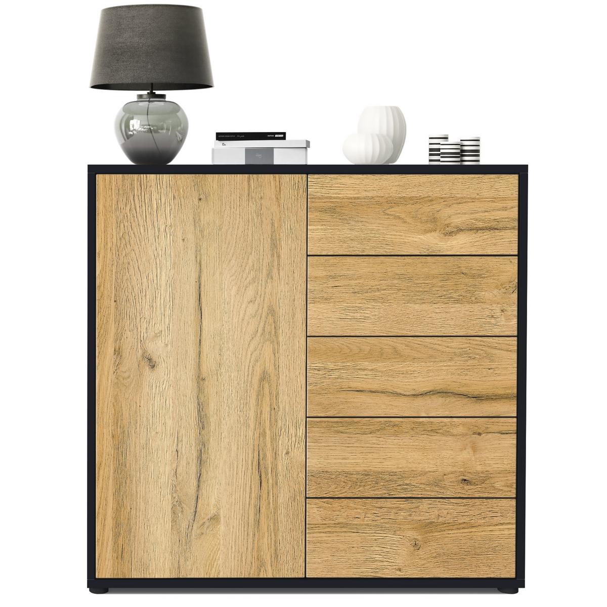 KOMMODE Ben Front in Eiche Nature - Eichefarben, Holzwerkstoff (79/74/36cm) - Vladon