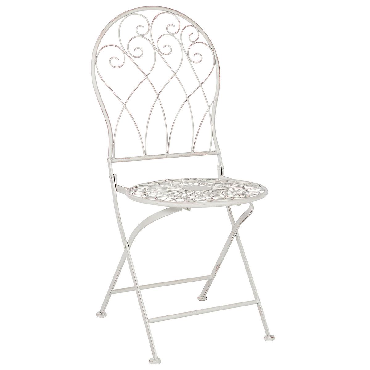 GARTENSTUHL 2er-Set Metall cremeweiß Stiffe - Weiß, Metall (40/95/46cm) - Beliani