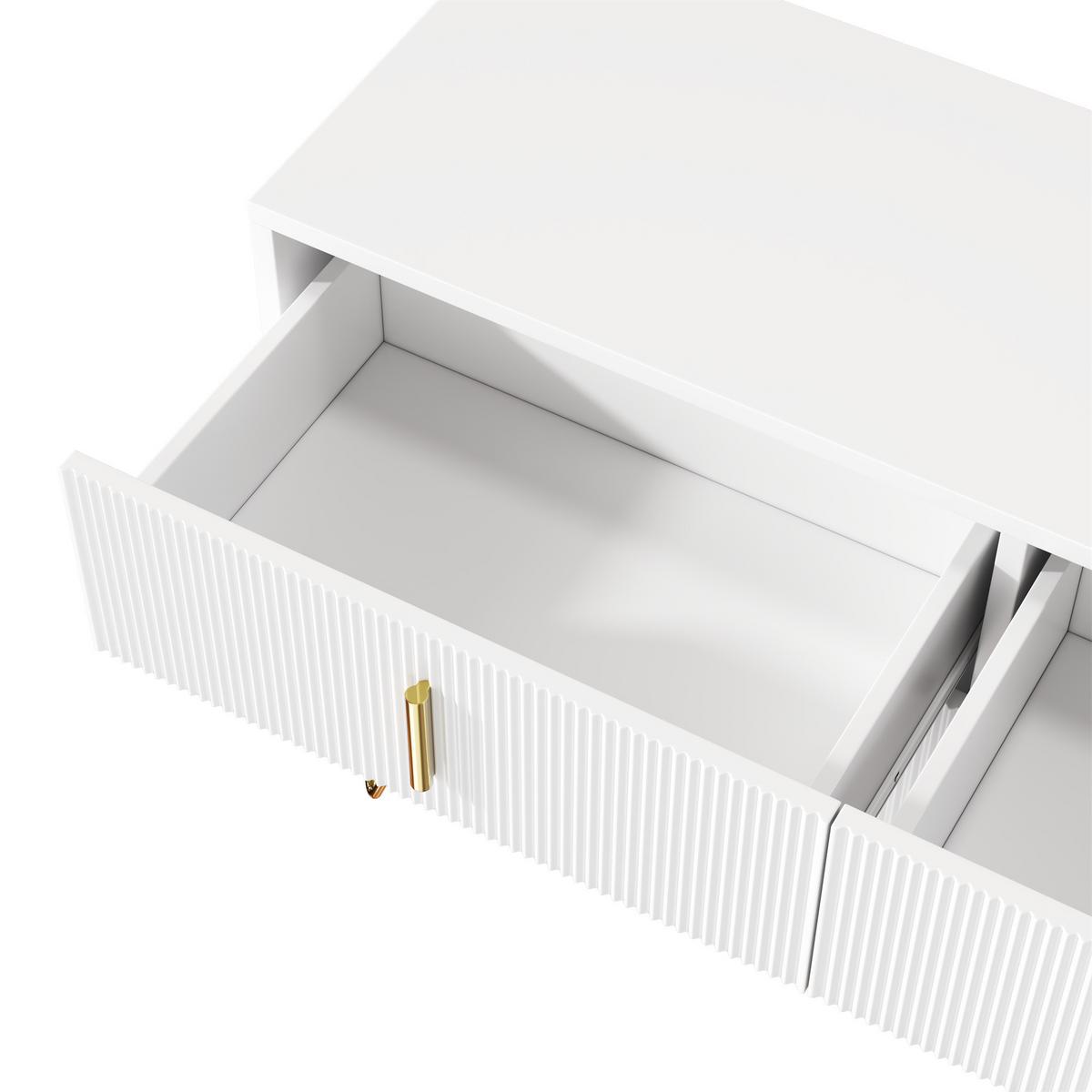 SIDEBOARD weiß gold 120cm 6 schubladen modern - Weiß, Holzwerkstoff (120/77/40cm) - Urban Meuble