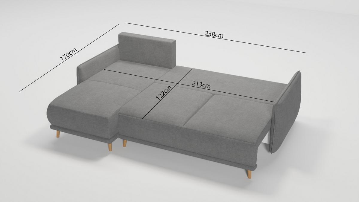 ECKSOFA Chroma Grau Luxusmicrofaser - Braun/Grau, Holz/Textil (238/170cm) - S-Style