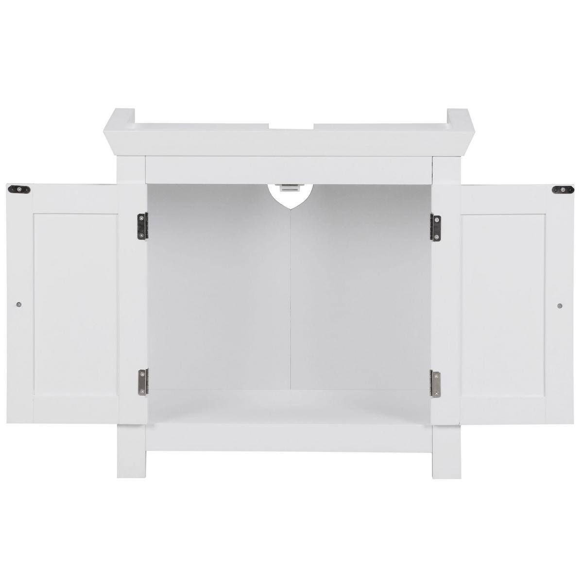 WASCHBECKENUNTERSCHRANK Weiß 50x25x41 cm im Landhausstil aus MDF - Weiß, Holz/Holzwerkstoff (57/56/30cm) - KADIMA DESIGN