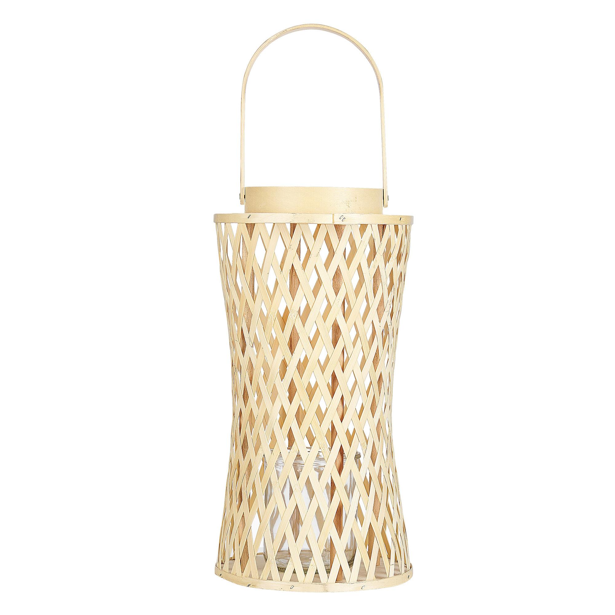 LATERNE Bambus 38 cm Naturfarben Mactan - Beige/Naturfarben, Holz (26/38/14cm) - Beliani