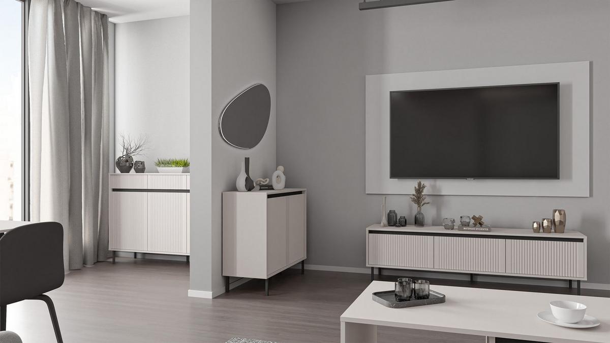 SIDEBOARD Osaka Sandbeige 149 cm - Beige/Schwarz, Holzwerkstoff/Metall (148.6/100/40cm) - Selsey