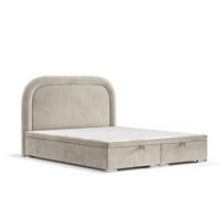 POLSTERBETT Harmony mit Stauraum 120/200 cm Hellbeige im Uttario Stoff - Chromfarben/Beige, Holz/Holzwerkstoff (120/200cm) - AltaBeds