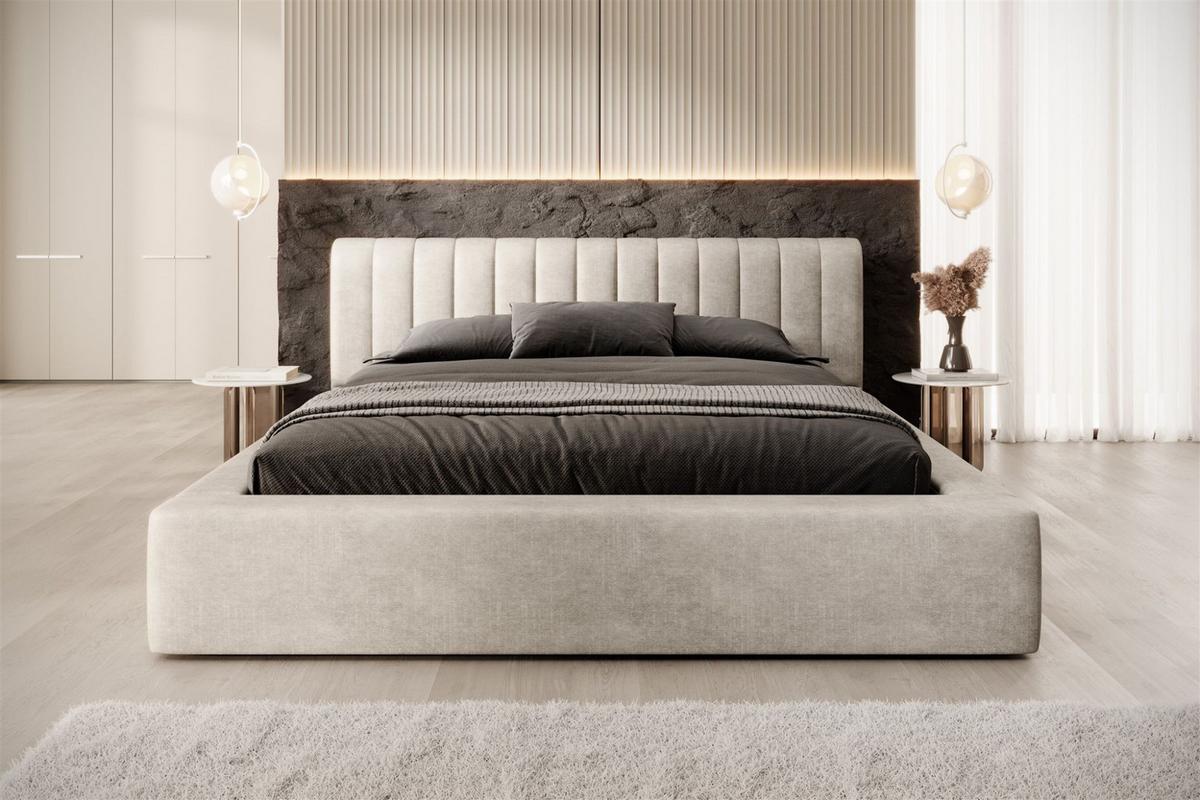 POLSTERBETT Peoria In Macau - Creme, Holzwerkstoff/Textil (160/200cm) - Fun Möbel