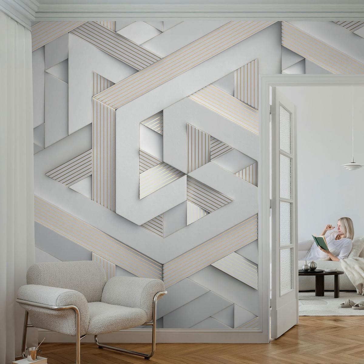 FOTOTAPETE 312x219 cm - Trugbilder - Weiß, Textil (312/219cm) - Wallfluent