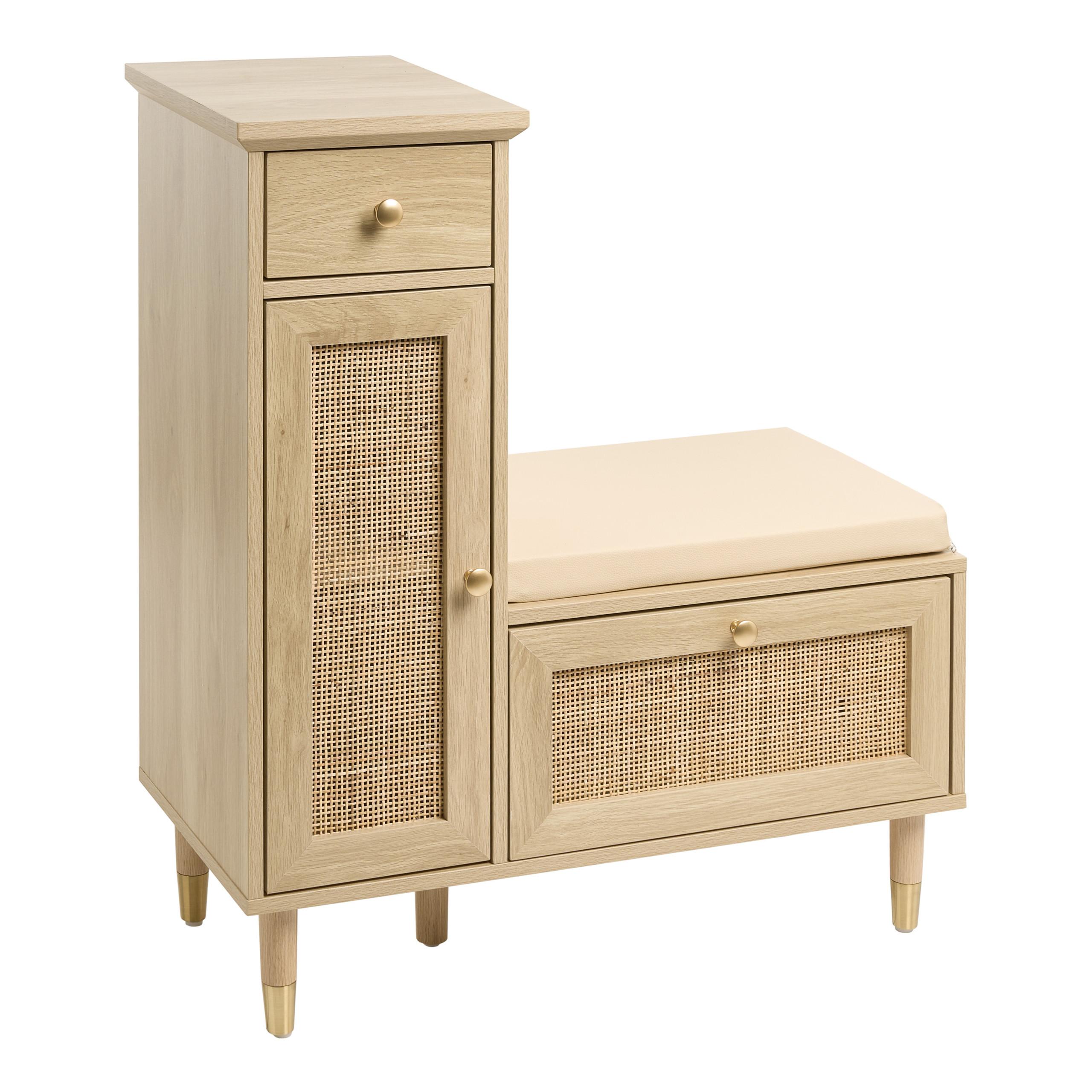 SCHUHBANK mit Stauraum Hellbraun Forster - Hellbraun/Beige, Holzwerkstoff (79/90/37cm) - Beliani