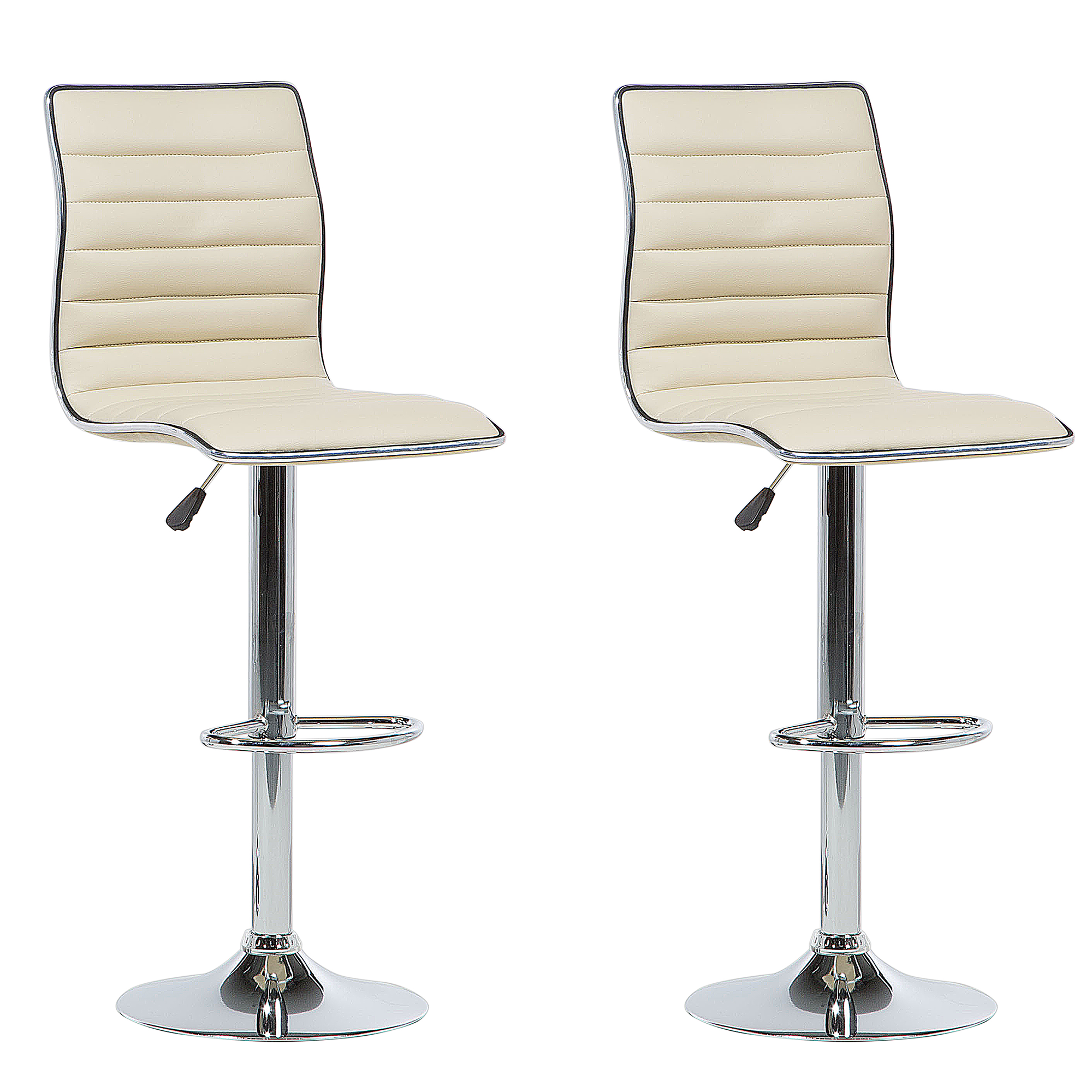 BARHOCKER 2er-Set Kunstleder Beige Lucerne - Beige, Textil/Metall (40/116/39cm) - Beliani
