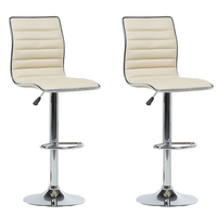 BARHOCKER 2er-Set Kunstleder Beige Lucerne - Beige, Textil/Metall (40/116/39cm) - Beliani
