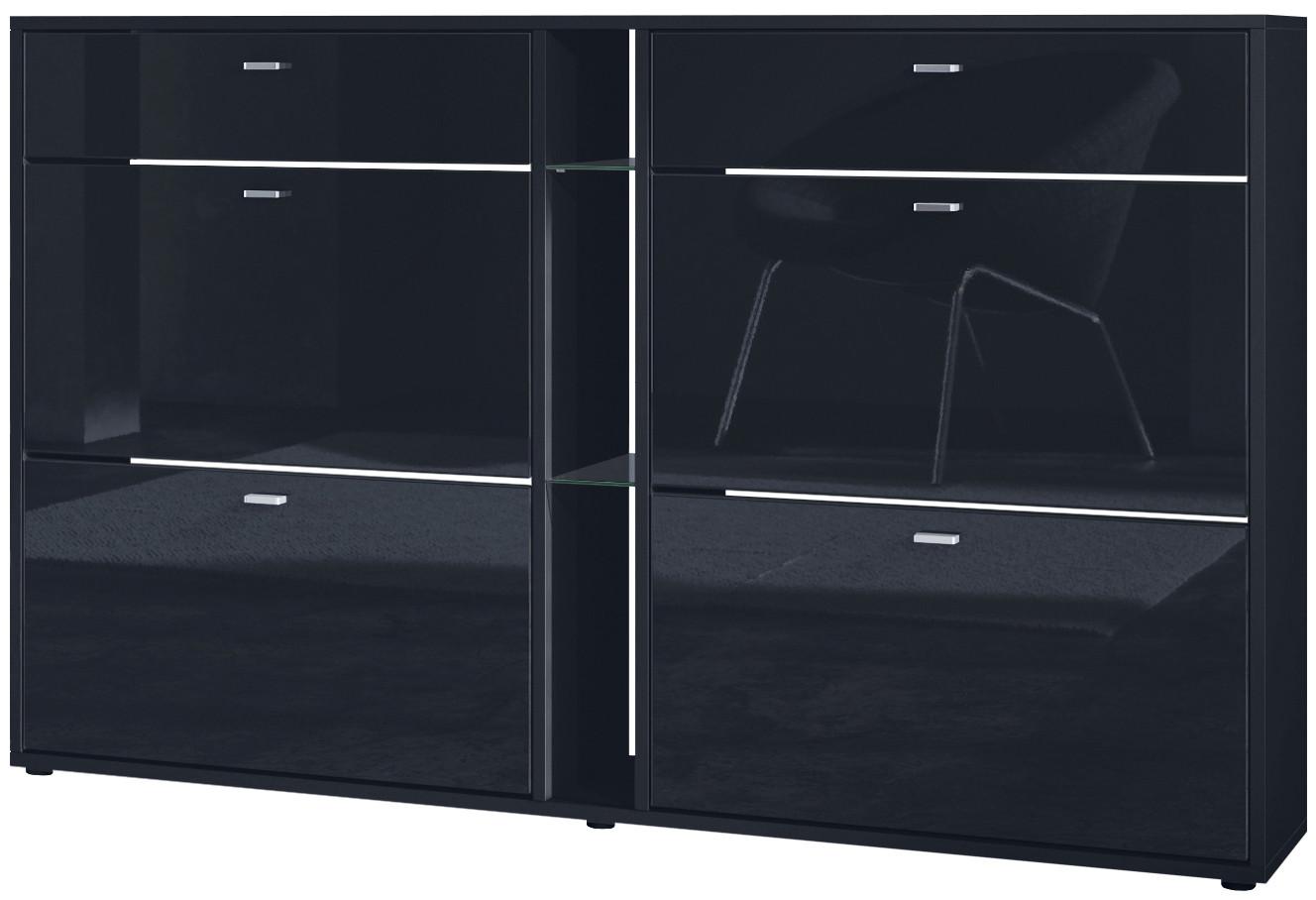 SCHUHSCHRANK Today Fronten in Schwarz Hochglanz - Schwarz Hochglanz, Holzwerkstoff (155.5/95/28cm) - Vladon