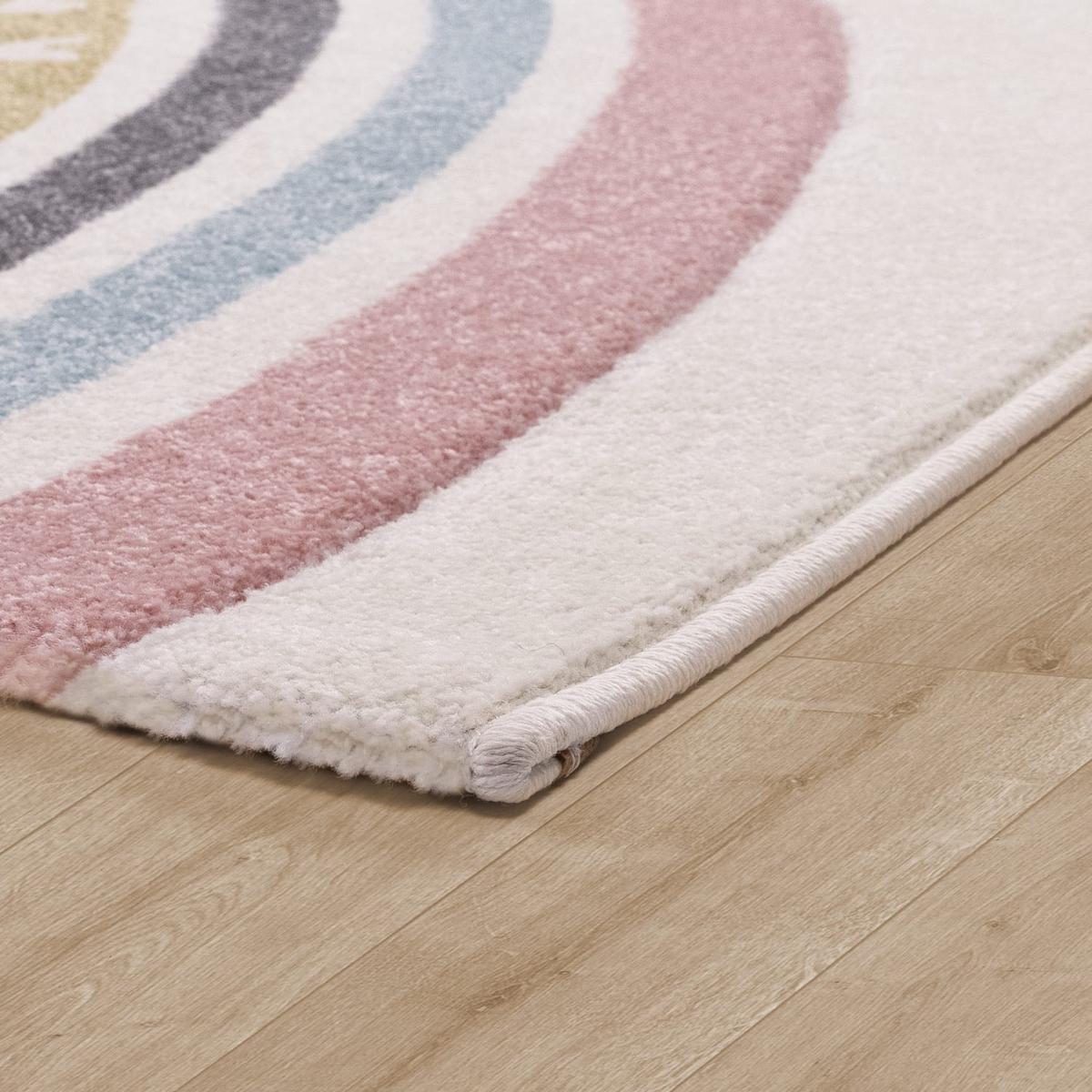 KINDERTEPPICH, mit Regenbogen- und Herz-Motiv, Rosa, Ø 200 cm - Rosa, Textil (200/200cm) - KADIMA DESIGN