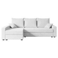 ECKSOFA mit Schlaffunktion und Bettkasten ALESIA-L 231x140x90 cm Weiß Bouclé - Silberfarben/Weiß, Holzwerkstoff/Kunststoff (231/140cm) - ALTDECOR