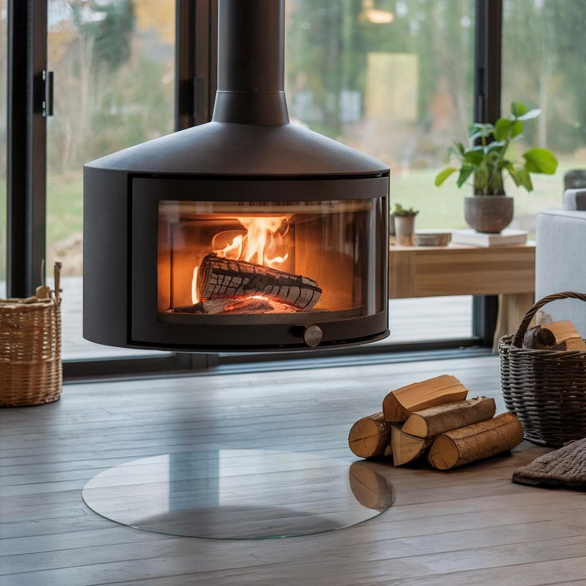 GLASPLATTE für Kamin transparent Ø50 cm - Transparent, Glas (50/50/0.4cm) - TULUP