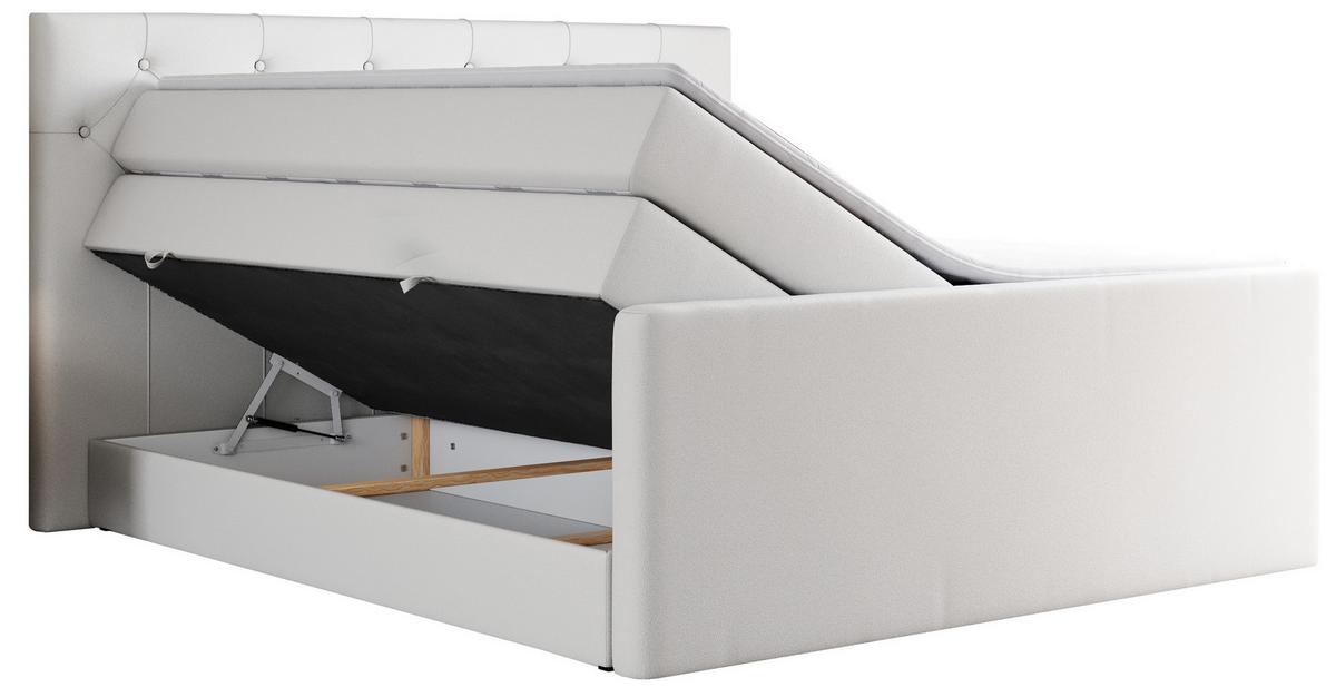 BOXSPRINGBETT KING VELEN 200/200 Weiß Kunstleder - H3 - Weiß, Holz/Textil (200/200cm) - MKS