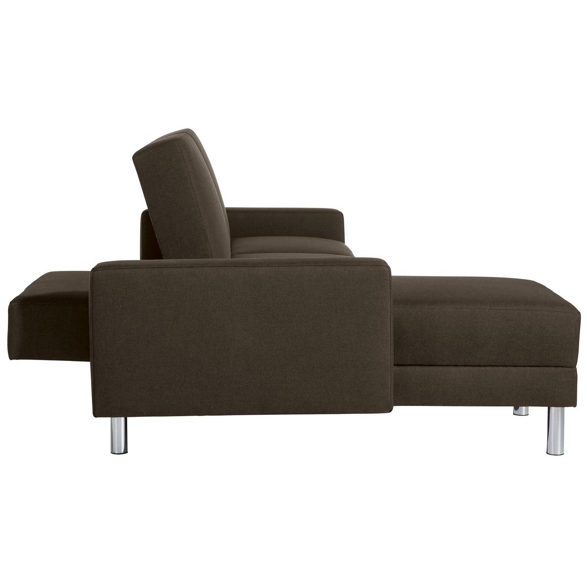 FUNKTIONSSOFA mit Hocker Katryna Flachgewebe braun - Braun, Kunststoff (144/92/230cm) - 58aufmkessel