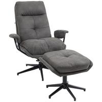 RELAXSESSEL mit Hocker, Drehbarem Fuß Fernsehsessel mit Liegefunktion Polyester - Dunkelgrau, Metall (91/103.5/78cm) - HOMCOM