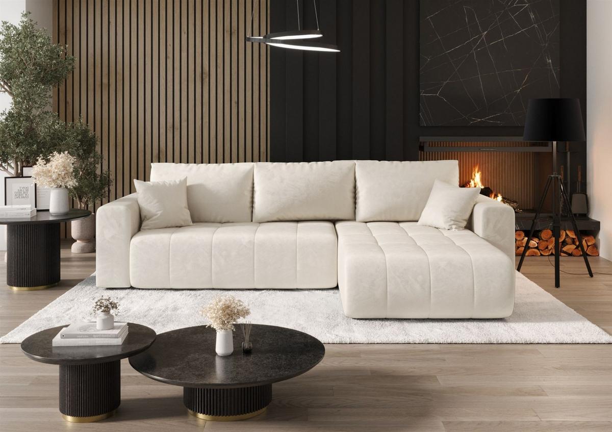 ECKSOFA Camila - Creme, Holzwerkstoff/Textil (280/185cm) - Fun Möbel