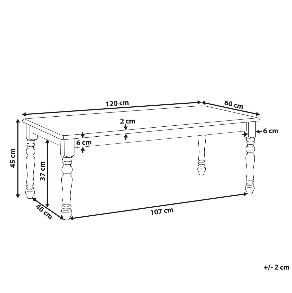 COUCHTISCH weiß rechteckig 60/120 cm Kokomo - Weiß, Holzwerkstoff (120/60/45cm) - Beliani