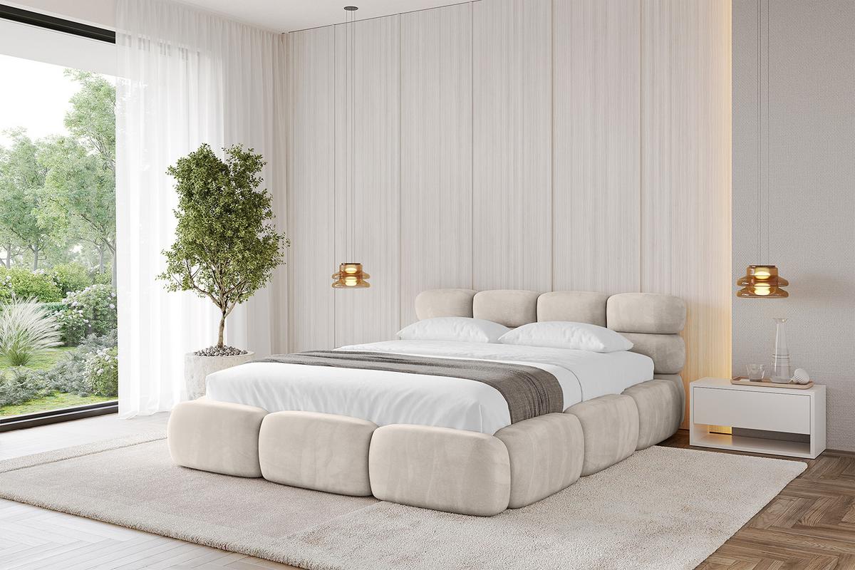 POLSTERBETT mit Bettkasten und Lattenrost, Boxbett ohne Matratze - NOMA 160x200 Beige - Beige, Holzwerkstoff/Textil (160/200cm) - ALTDECOR